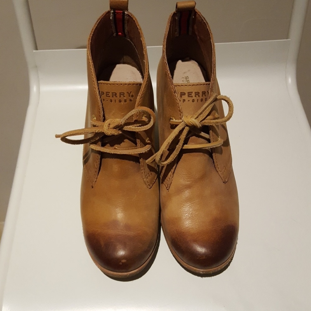 Leather Sperry Topsider Wedge Booties